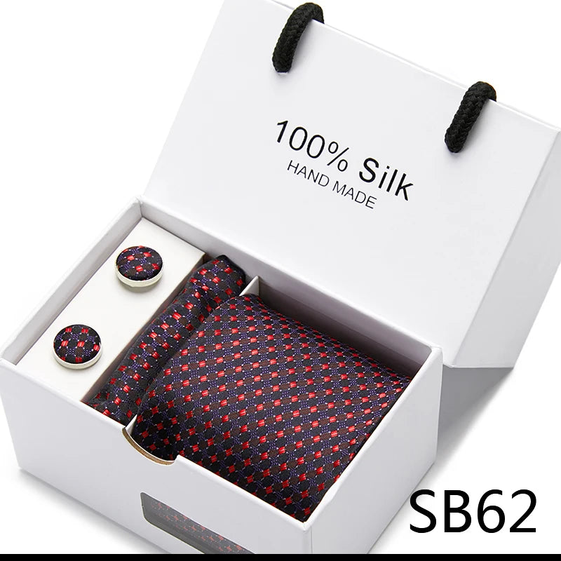 Cravates de marque 100 % soie, coffret cadeau, bureau, homme, classique, fête, mariage, rayées, 7,5 cm, soie, mariage, motif floral, cravate, mouchoir