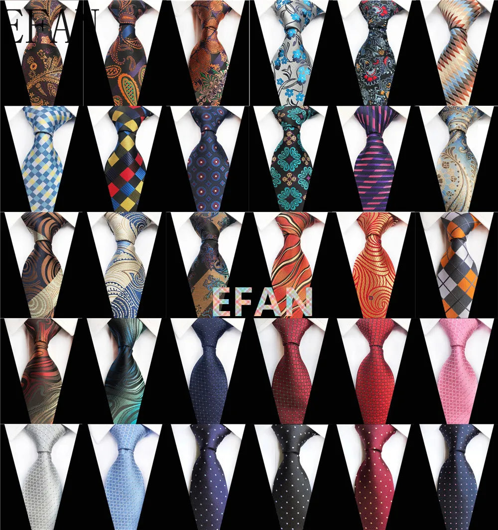 Corbatas de seda tejidas en jacquard con diseño de cachemira a cuadros para hombre, corbatas de 8 cm a rayas para trajes de negocios, bodas y fiestas.