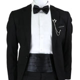 New Fashion Mens Cummerbund Bow Tie Brooch Set Black Red Blue   Waist Seal For Formal Tuxedo Business Suit Dinner Accessories