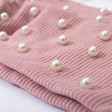 Bow Women's Headbands Pearls Head Bands Knitted Turban Bandana Autumn Winter Elastic Hairband Warm Hair Accessories Headdress