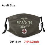 Mash ( Distressed Design ) Funny Print Reusable Pm2.5 Filter Face Mask Mash 4077 4077Th Mash 4077 Hawkeye Kinger Alan Alda War