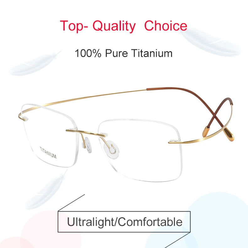 Krasivyy Pure Titanium Rimless Glasses Frame Men Prescription Eyeglasses Germany Women Myopia Optical Frame Screwless Eyewear