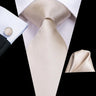 Hi-Tie Cravate de mariage en soie à motif floral, couleur champagne ivoire massif, pour homme, de qualité, avec boutons de manchette, tendance, pour entreprise, livraison directe