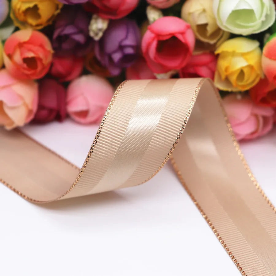 5 Yards/Lot 10 mm/25 mm/38 mm Glitzer-Rosegold-Rand, Rips- und Satinbänder, Geschenkverpackung, DIY-Handarbeitsmaterialien, YM18011301
