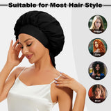 Bonnet de nuit en satin double épaisseur pour femme, bonnet de nuit rond, couvre-chef réversible