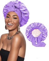Bonnet de nuit en satin double épaisseur pour femme, bonnet de nuit rond, couvre-chef réversible