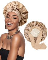 Bonnet de nuit en satin double épaisseur pour femme, bonnet de nuit rond, couvre-chef réversible