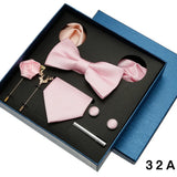 Coffret cadeau pour homme et femme, pochette, cravate, boutons de manchette, broche, couleur unie, pour mariage, affaires, vente en gros