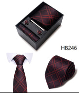 Cravate pour homme, tout nouveau style, cadeau de mariage, ensemble de pochettes, boîte à cravates, accessoires de costume noirs pour hommes