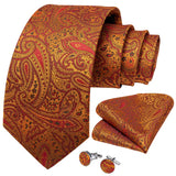Cravate homme orange cachemire luxe soie polyester mariage bal 8 cm ensemble cravate pochette mouchoir boutons de manchette cadeau pour mari homme accessoire