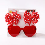 3Pcs/set Cute Solid Kids Dot Hairpin Colorful Heart Sun Glasses Set Girls Boutique Bowknot Hair Clips Children Hair Accessories