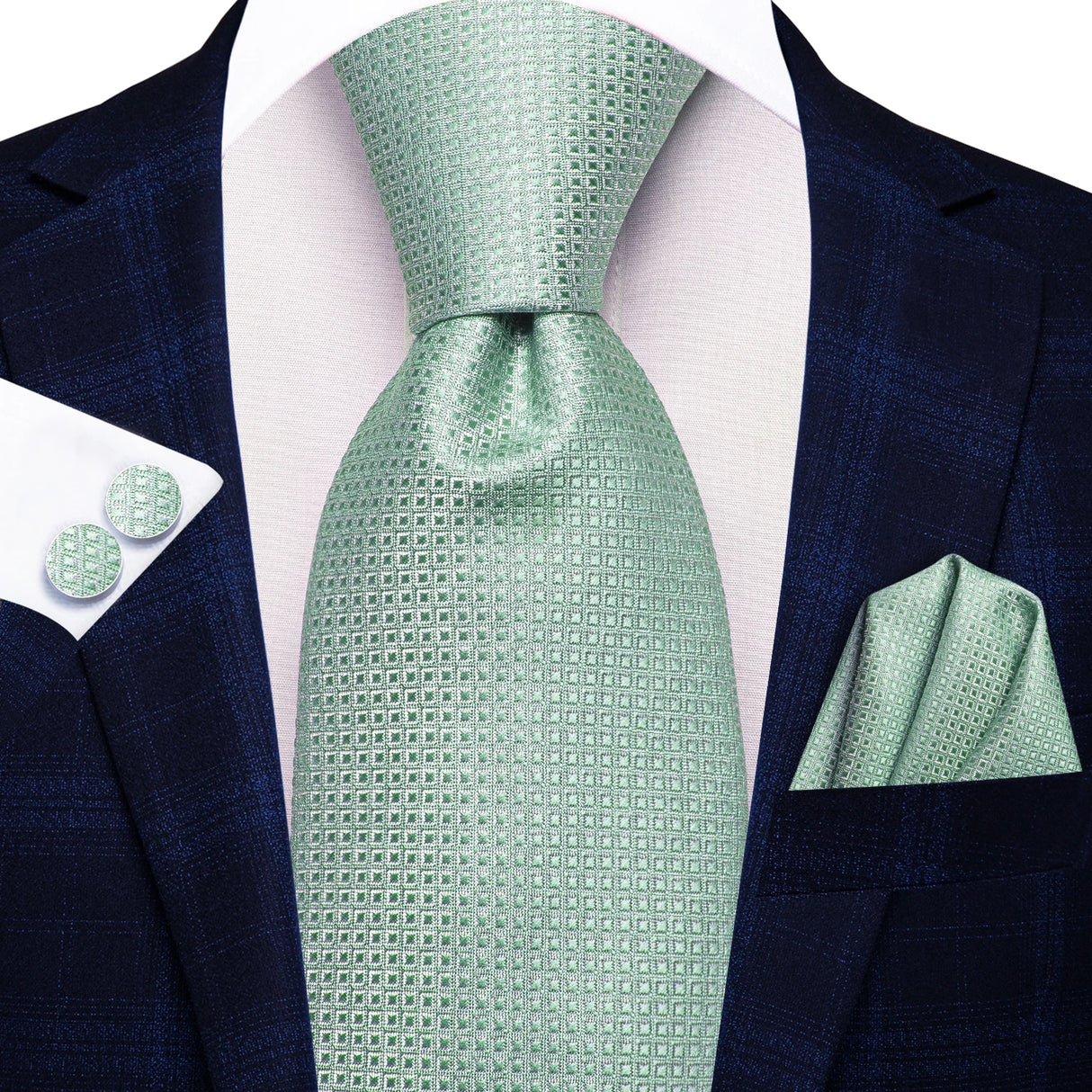 Cravate de mariage en soie unie bleu clair Hi-Tie pour homme, design tendance, boutons de manchette élégants, pour affaires, fête, livraison directe