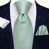 Cravate de mariage en soie unie bleu clair Hi-Tie pour homme, design tendance, boutons de manchette élégants, pour affaires, fête, livraison directe