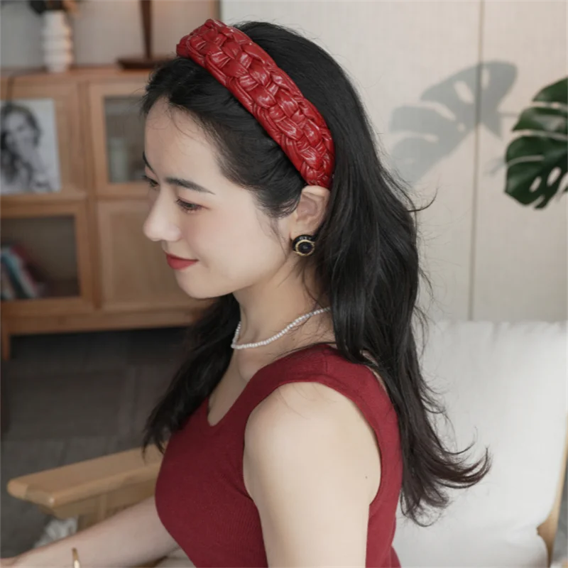 4.5-5CM Stunning Wide Women Headpiece Satin Cloth Braided Headbands for Woman Ladies Daily Shopping Party Head Hoop Accessories