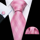 Cravate de luxe pour homme, ensemble de boutons de manchette et mouchoir en soie à rayures rouges, style business, Barry.Wang, accessoire tendance pour mariage, fête, décontracté