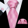 Cravate de luxe pour homme, ensemble de boutons de manchette et mouchoir en soie à rayures rouges, style business, Barry.Wang, accessoire tendance pour mariage, fête, décontracté