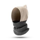 Winter Wool Hat Women Clash Colours Ear Protection Knitted Wool Warm Pullover Cap Scarf all-in-one Balaclava Hats Free Shipping
