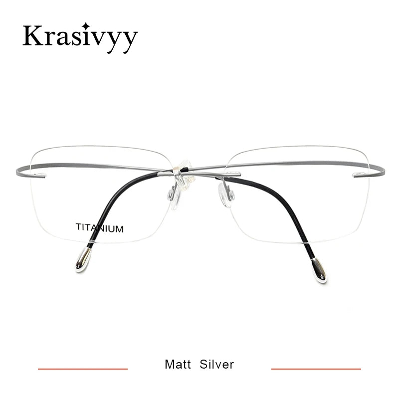 Krasivyy Pure Titanium Rimless Glasses Frame Men Prescription Eyeglasses Germany Women Myopia Optical Frame Screwless Eyewear