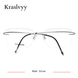 Krasivyy Pure Titanium Rimless Glasses Frame Men Prescription Eyeglasses Germany Women Myopia Optical Frame Screwless Eyewear