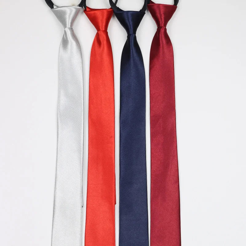 Cravate classique noire 8 cm, imitation soie, unie, pour homme, fermeture éclair, bleu et rouge, étroite, 5 cm, cadeau