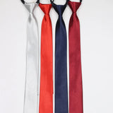 Cravate classique noire 8 cm, imitation soie, unie, pour homme, fermeture éclair, bleu et rouge, étroite, 5 cm, cadeau