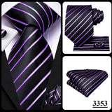 Hi-Tie – Cravate de mariage en soie violette unie à motif cachemire pour homme, ensemble de qualité avec boutons de manchette et mouchoir, cadeau tendance, livraison directe