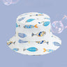 Cute Cartoon Printing Bucket Baby Hat Cotton Breathable Kids Fisherman Hat Infant Toddle Sun Hat with Drawstring for 1-5 Years