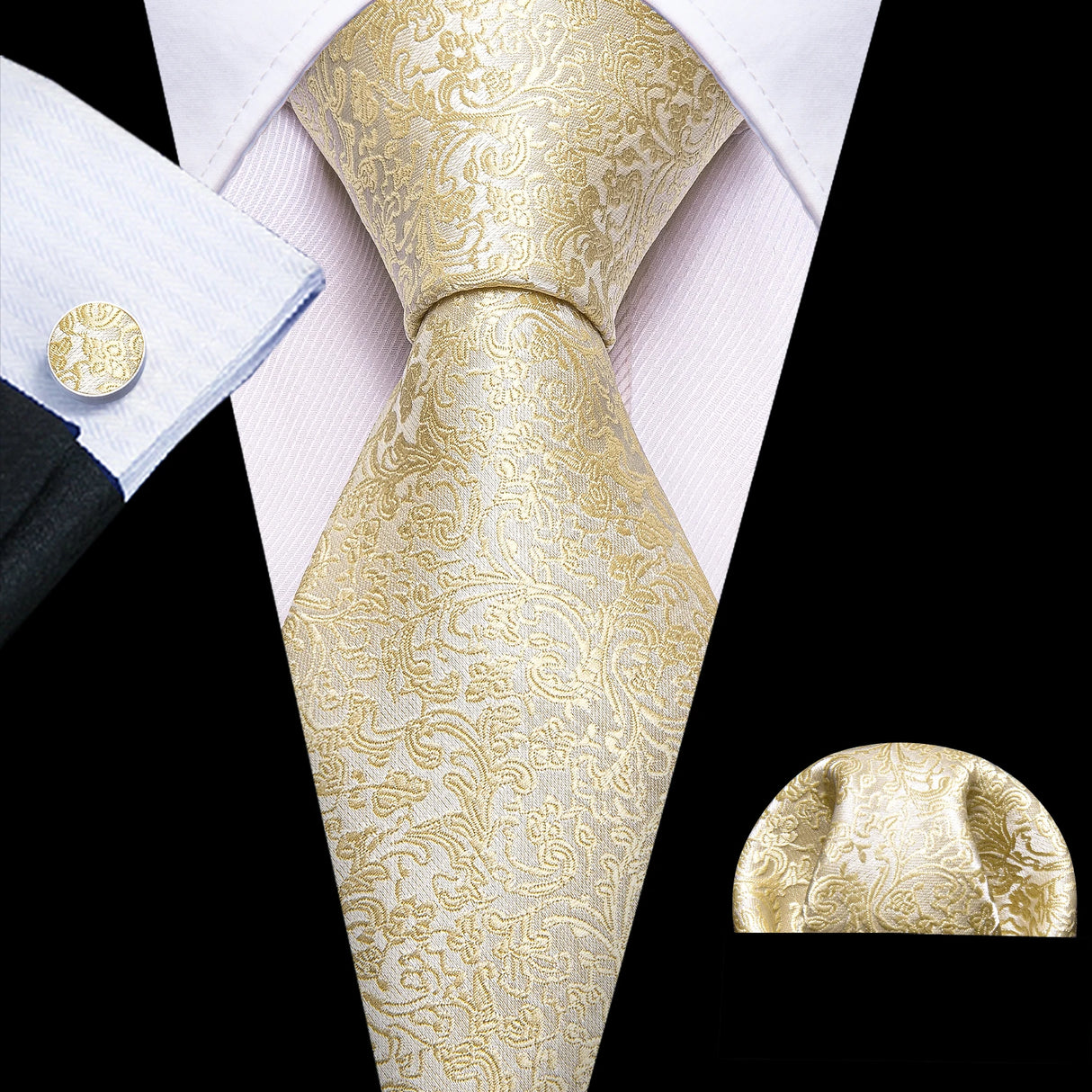Ensemble élégant de cravates et boutons de manchette en soie à fleurs multiples pour homme, cravate jacquard à fleurs pour mariage, entreprise, fête, événement, Barry.Wang