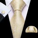Ensemble élégant de cravates et boutons de manchette en soie à fleurs multiples pour homme, cravate jacquard à fleurs pour mariage, entreprise, fête, événement, Barry.Wang