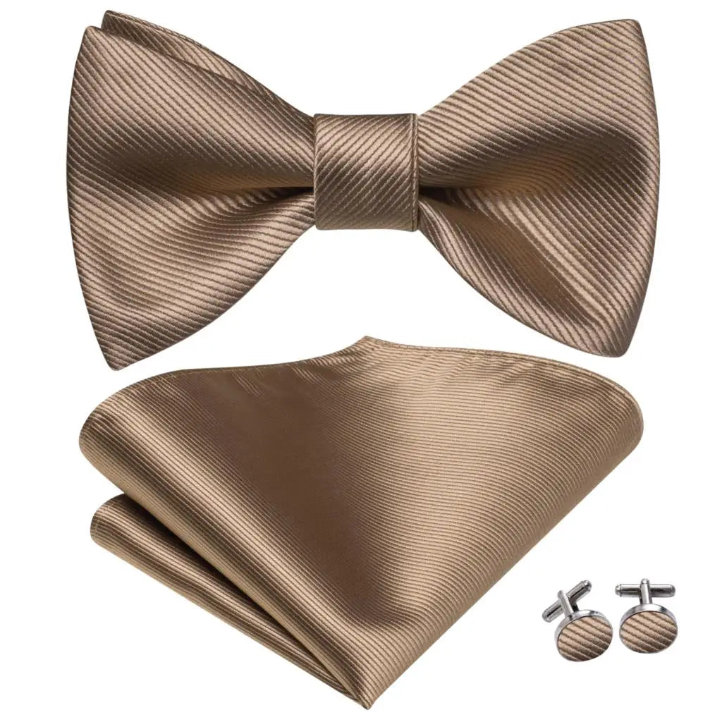 Hi-Tie Ensemble nœud papillon en soie pour homme, mouchoir et boutons de manchette, bleu, rouge, or, noir, blanc, jacquard, nœud papillon, mariage, affaires
