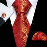 Barry.Wang Ensemble cravate et boutons de manchette en soie pour homme, motif jacquard, rouge, bordeaux, rose, pour mariage, affaires, fête