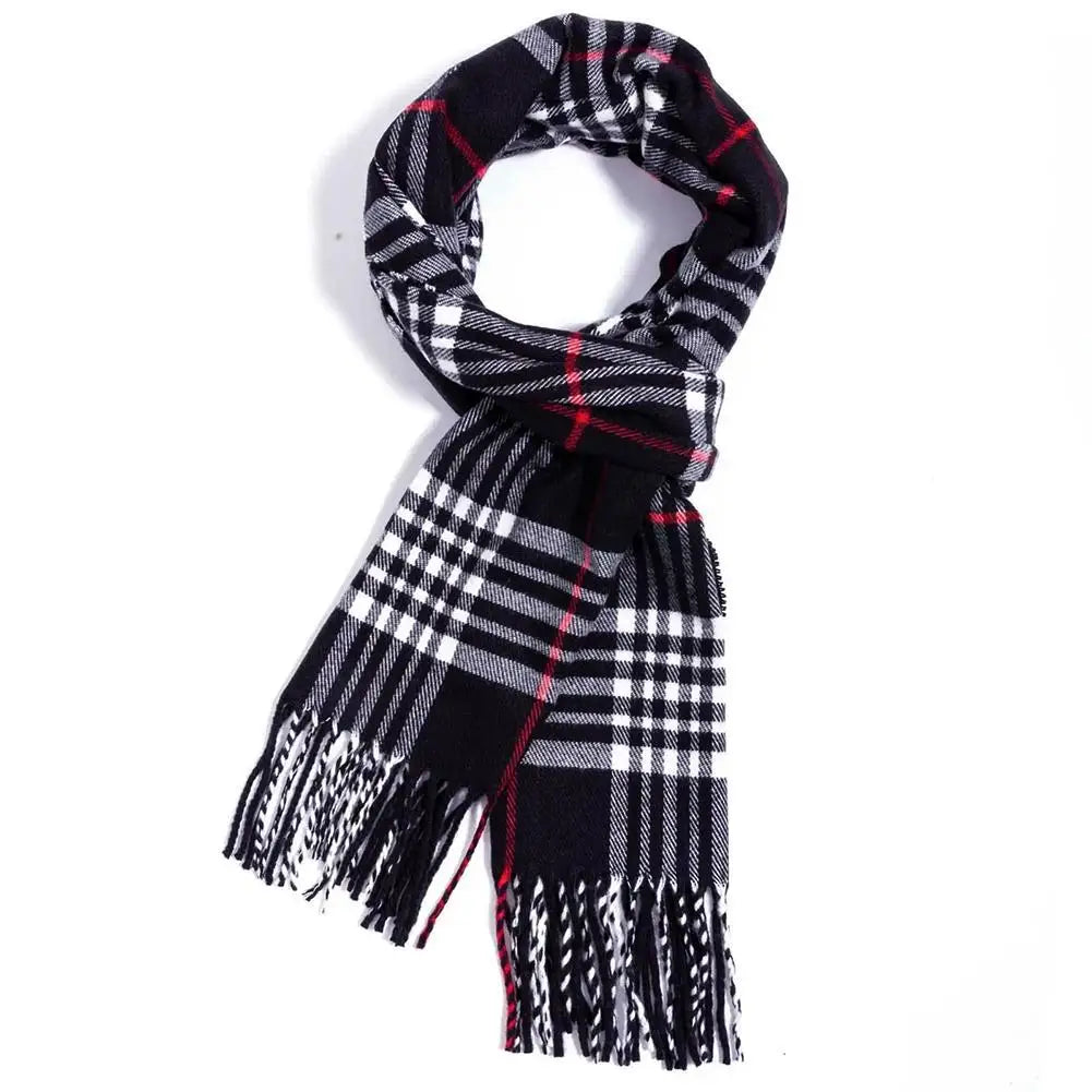 Châle d'hiver chaud à carreaux de style britannique pour femmes et hommes, écharpe de luxe, long châle chaud à pompons, couverture pashmina, accessoires, cadeau pour ami