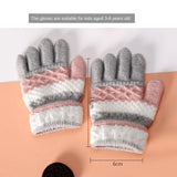 1 paire de gants d'hiver chauds pour bébé, mignons, rayés, à doigts fendus, pour la maternelle, garçons et filles, gants tricotés pour enfants de 3 à 8 ans