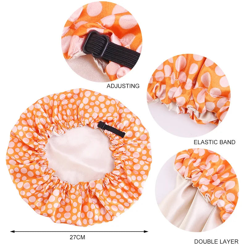 Bonnet de nuit ajustable en satin de soie pour bébé, bonnet de nuit en satin à imprimé floral pour enfants, bonnet de maquillage pour filles, bonnet de nuit pour enfants