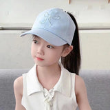 Kids Baseball Caps  Children Love Embroidery Breathable High Ponytail Baseball Caps Adjustable Summer UV Protection Snapback Hat