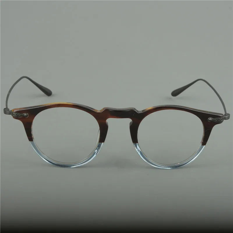 Japanese fashion eyeglass frame with circular frames made of pure titanium for both men and women