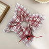 Large intestine headbands cherry hair tie square side ponytail headband red checkered hair accessory for women