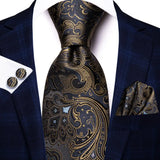 Hi-Tie – Cravate de mariage en soie violette unie à motif cachemire pour homme, ensemble de qualité avec boutons de manchette et mouchoir, cadeau tendance, livraison directe