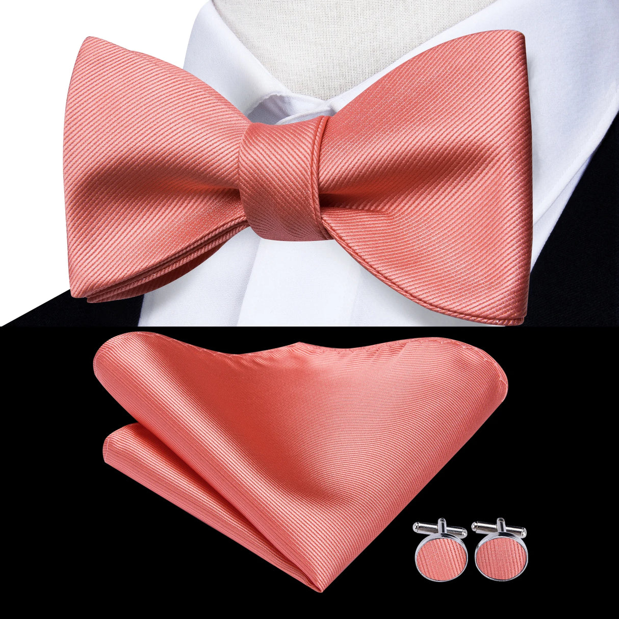 Hi-Tie Ensemble nœud papillon en soie pour homme, mouchoir et boutons de manchette, bleu, rouge, or, noir, blanc, jacquard, nœud papillon, mariage, affaires
