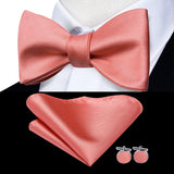 Hi-Tie Ensemble nœud papillon en soie pour homme, mouchoir et boutons de manchette, bleu, rouge, or, noir, blanc, jacquard, nœud papillon, mariage, affaires