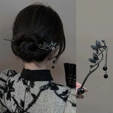 2024 New Chinese Style Butterfly Flower Tassel Hair Stick for Women Vintage Metal Hanfu Chopstick Hair Sticks Hair Accessories