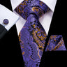 Hi-Tie – Cravate de mariage en soie violette unie à motif cachemire pour homme, ensemble de qualité avec boutons de manchette et mouchoir, cadeau tendance, livraison directe