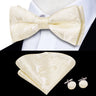 Hi-Tie Jacquard Silk Nœud papillon pour homme, ensemble de boutons de manchette et mouchoir, nœud papillon pré-noué, noir, blanc, gris, bleu, rouge, vert, rose, violet