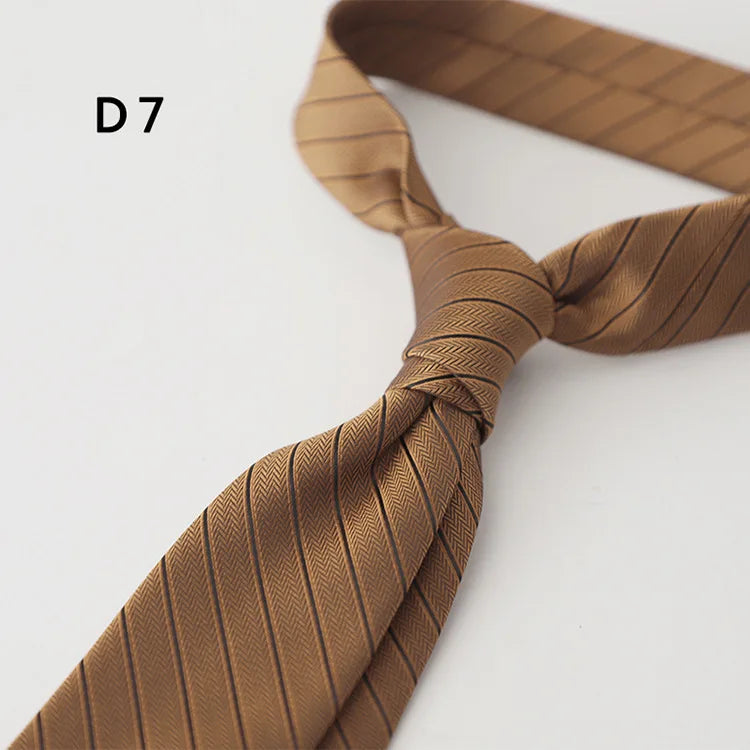 Cravate en polyester jacquard 8 cm, style décontracté, rouge et marron, pour homme, accessoire de costume, de fête, de mariage ou de banquet
