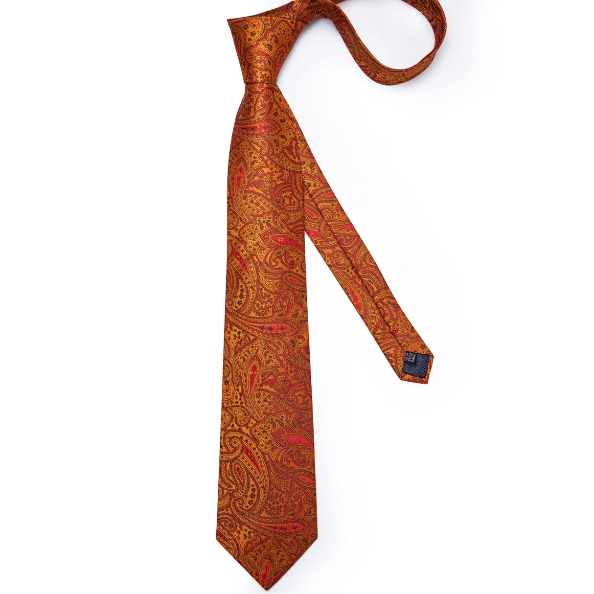 Cravate homme orange cachemire luxe soie polyester mariage bal 8 cm ensemble cravate pochette mouchoir boutons de manchette cadeau pour mari homme accessoire