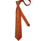 Cravate homme orange cachemire luxe soie polyester mariage bal 8 cm ensemble cravate pochette mouchoir boutons de manchette cadeau pour mari homme accessoire