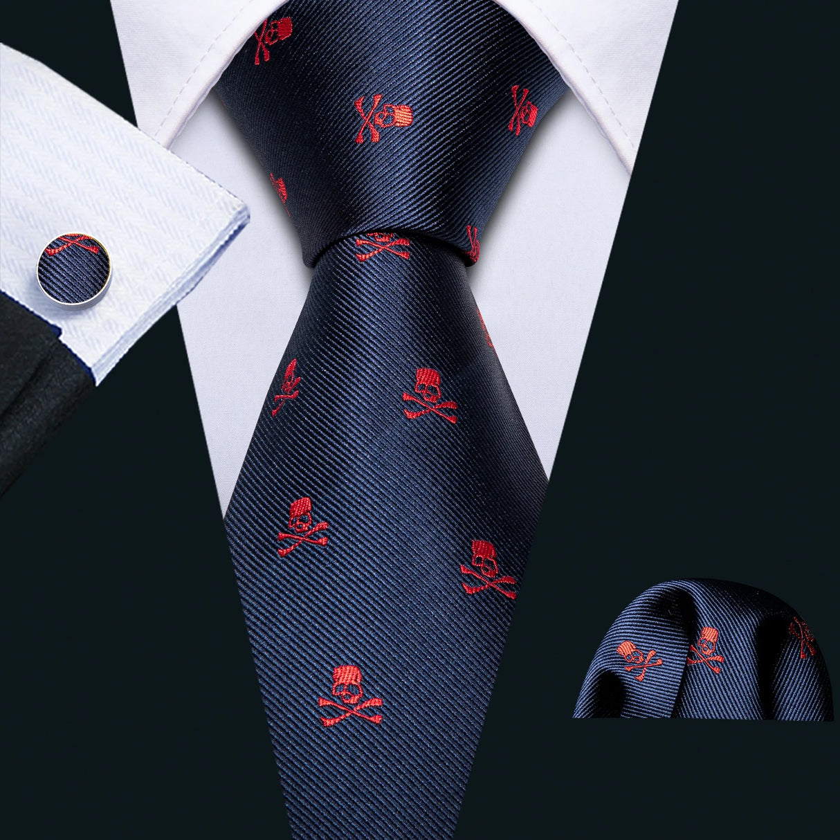 Ensemble de cravates pour homme, motif dinosaure, bleu marine et doré, 8,5 cm, en soie, idéal pour un mariage, FA-5191