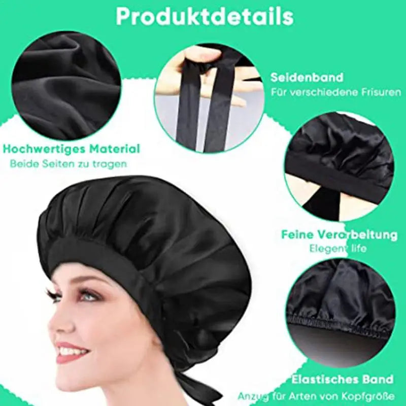 Bonnet de nuit en satin pour femme et homme, bonnet de nuit unisexe, bonnet de douche