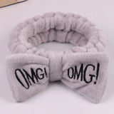 Letter OMG Headbands for Women Girls Bow Wash Face Turban Makeup Elastic Hair Bands Coral Fleece Hair Accessories