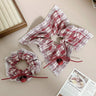 Large intestine headbands cherry hair tie square side ponytail headband red checkered hair accessory for women